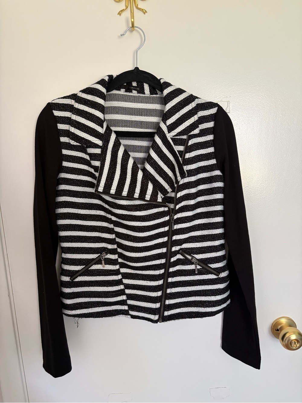 Maurices Black and White Striped Blazer Jacket